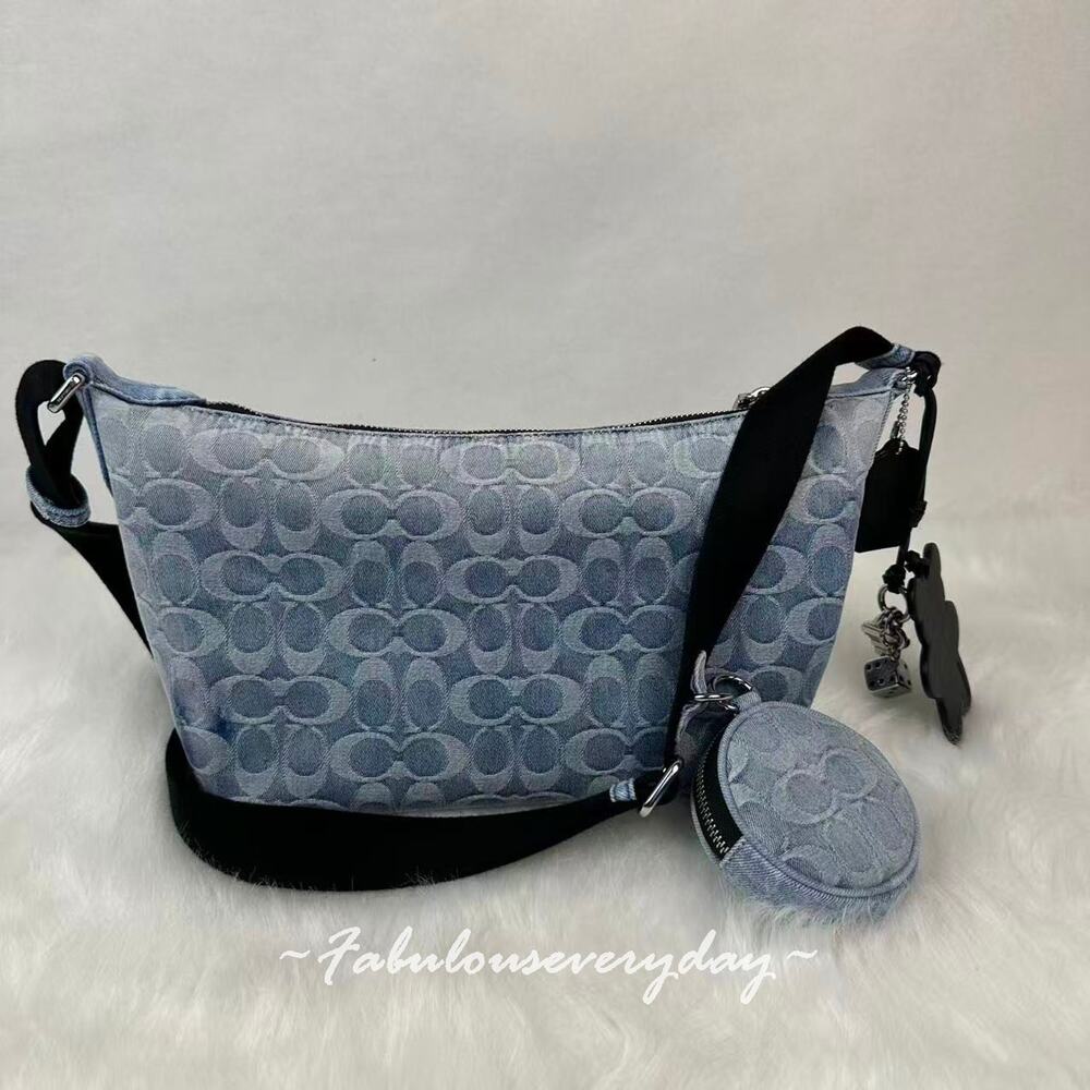 Coach Men's Small Finn Crossbody With Pouch In Loved Signature Denim CDY53 NWT
